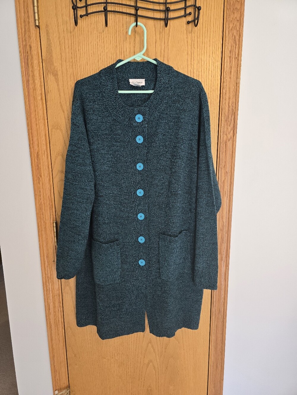 CW Classics Teal Button-Front Women's Cardigan Sweater